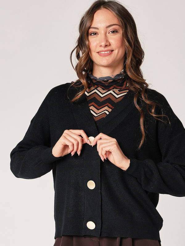 Maglia collo V con bottoni