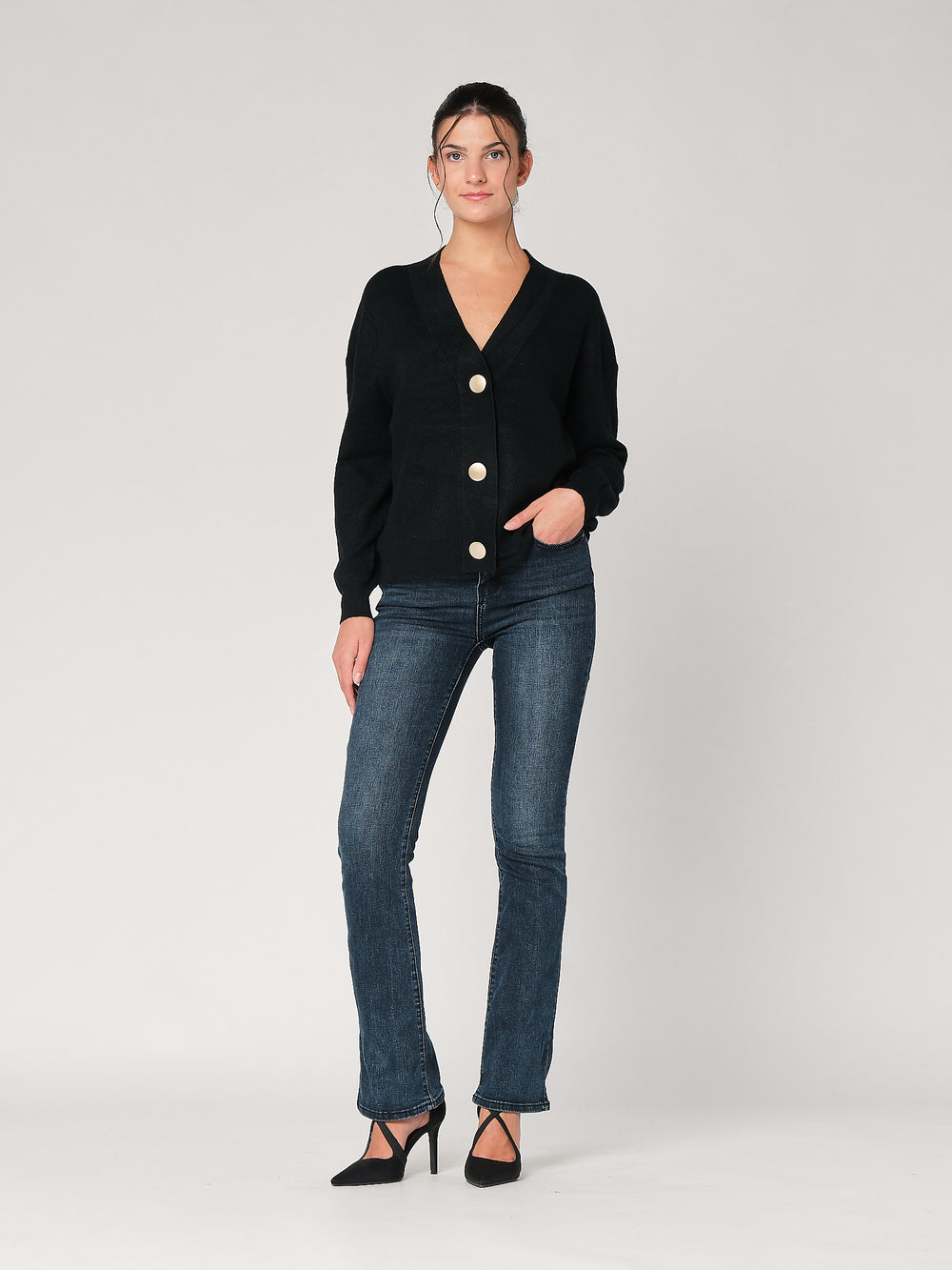 Maglia collo V con bottoni