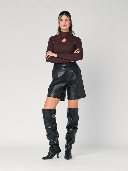 Rollkragenpullover mit Strassstreifen