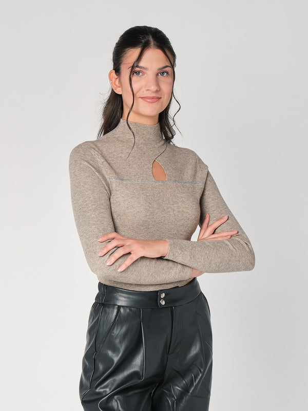 Lupetto con riga strass