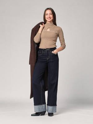 Rollkragenpullover mit Strassstreifen