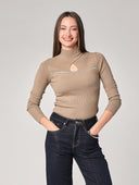 Rollkragenpullover mit Strassstreifen