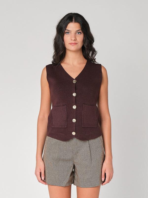 Gilet con bottoni e due tasche