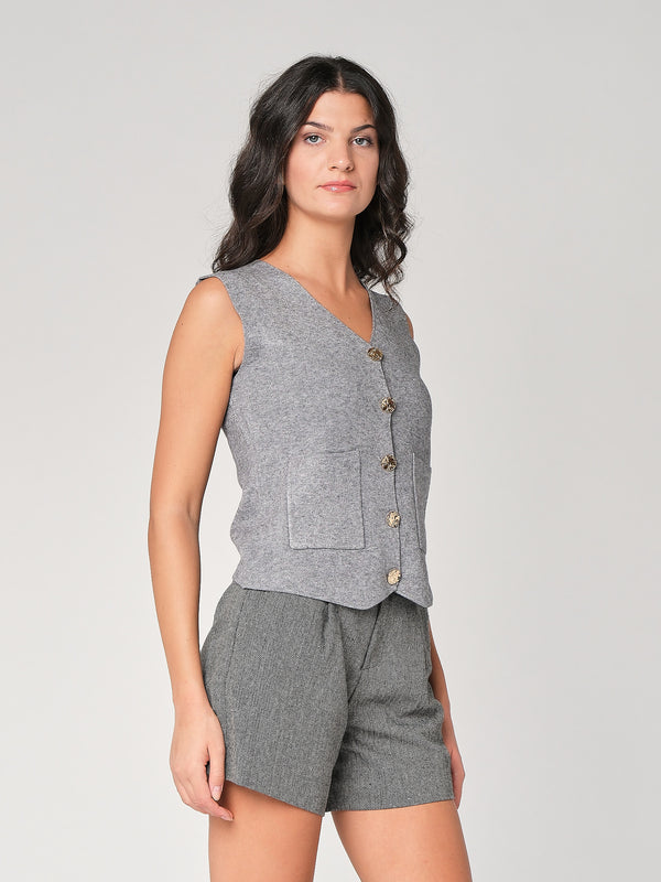 Gilet con bottoni e due tasche
