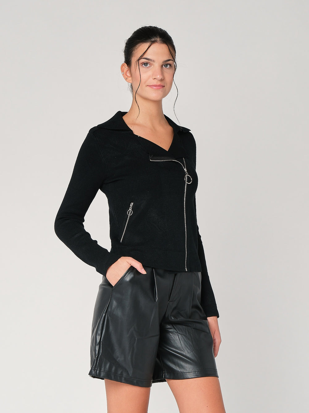 Giacca maglia con zip
