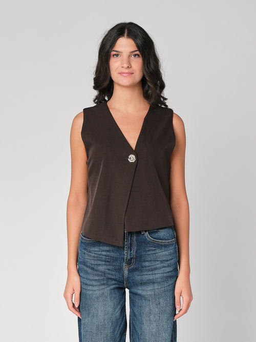 Gilet con bottone oro
