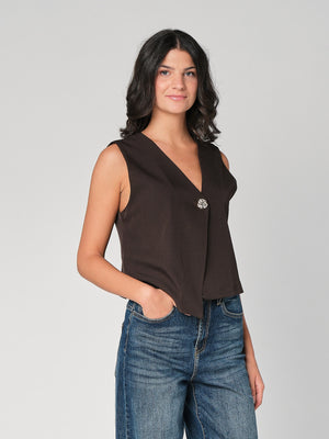 Gilet con bottone oro