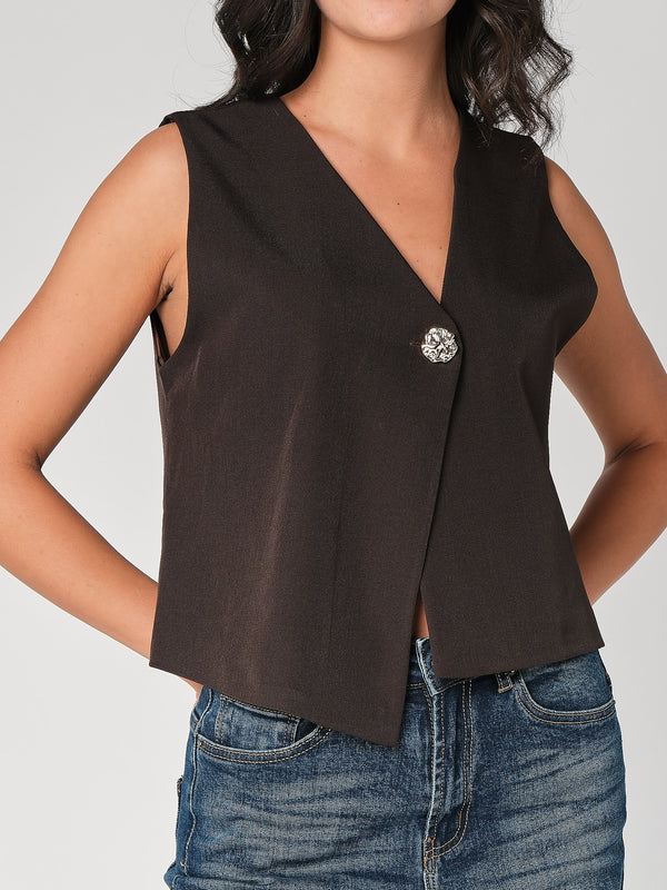 Gilet con bottone oro
