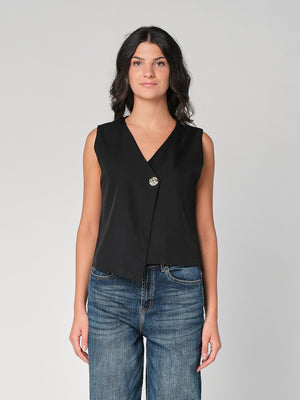 Gilet con bottone oro
