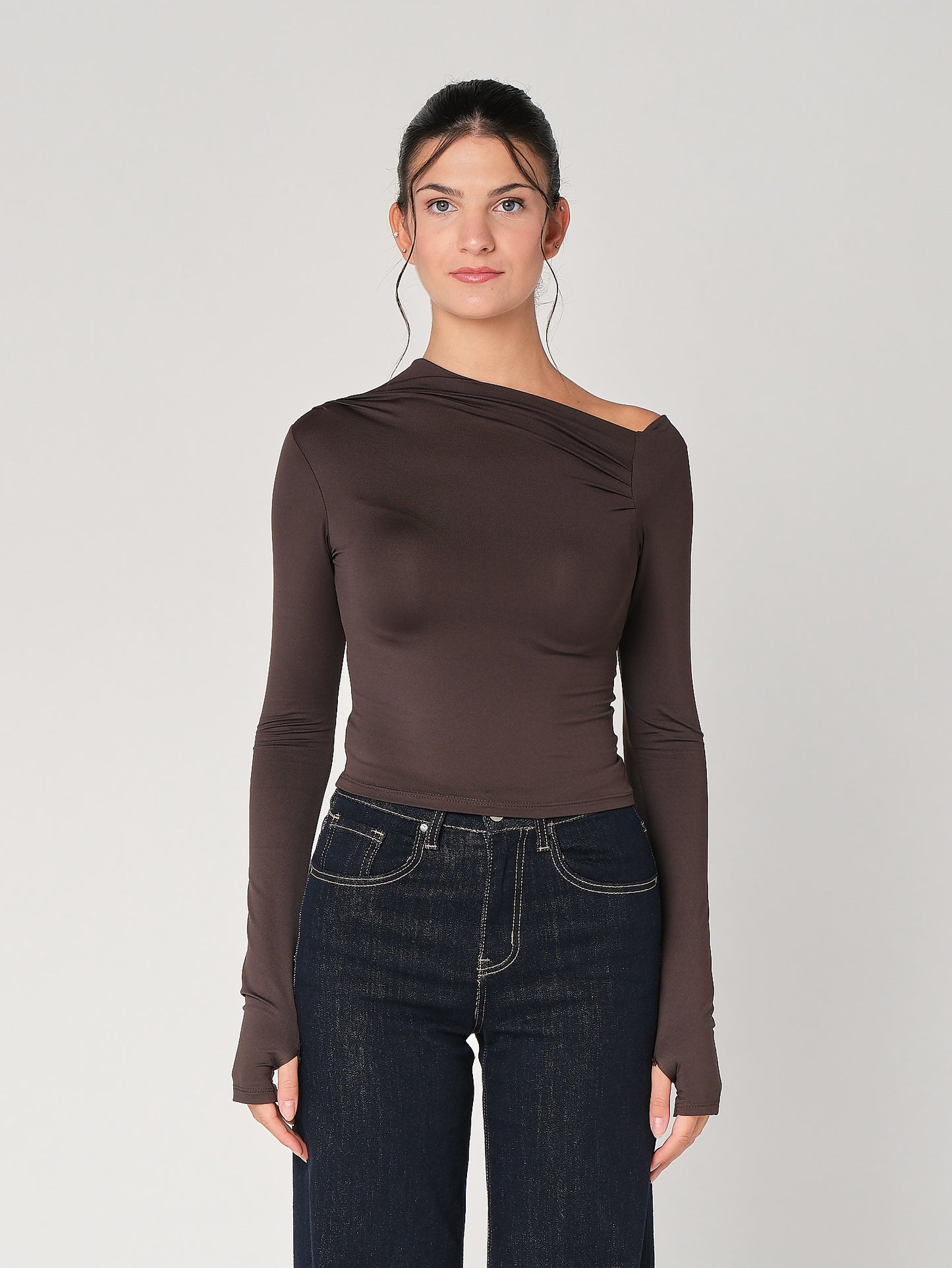 Top collo arricciato