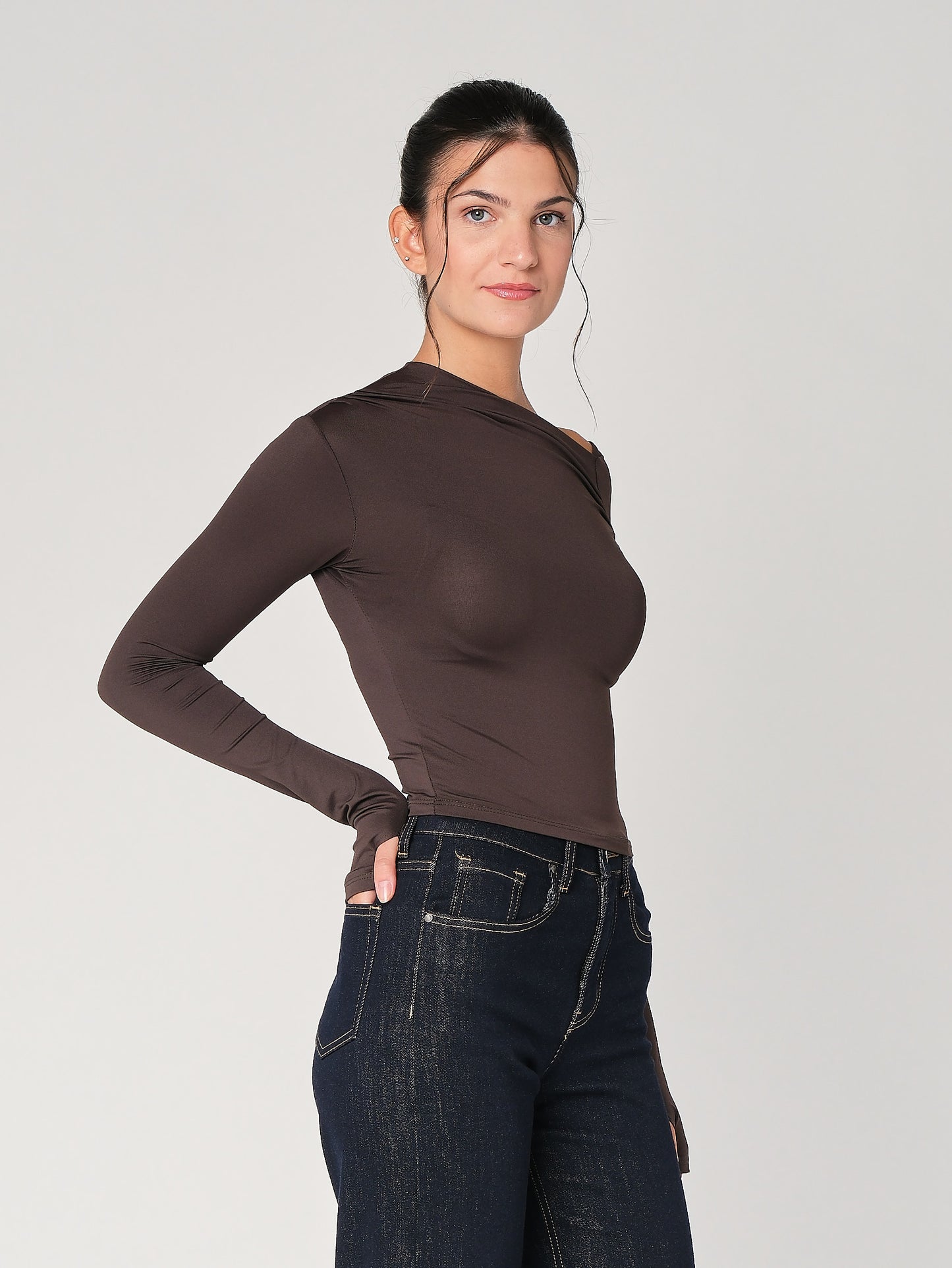 Top collo arricciato