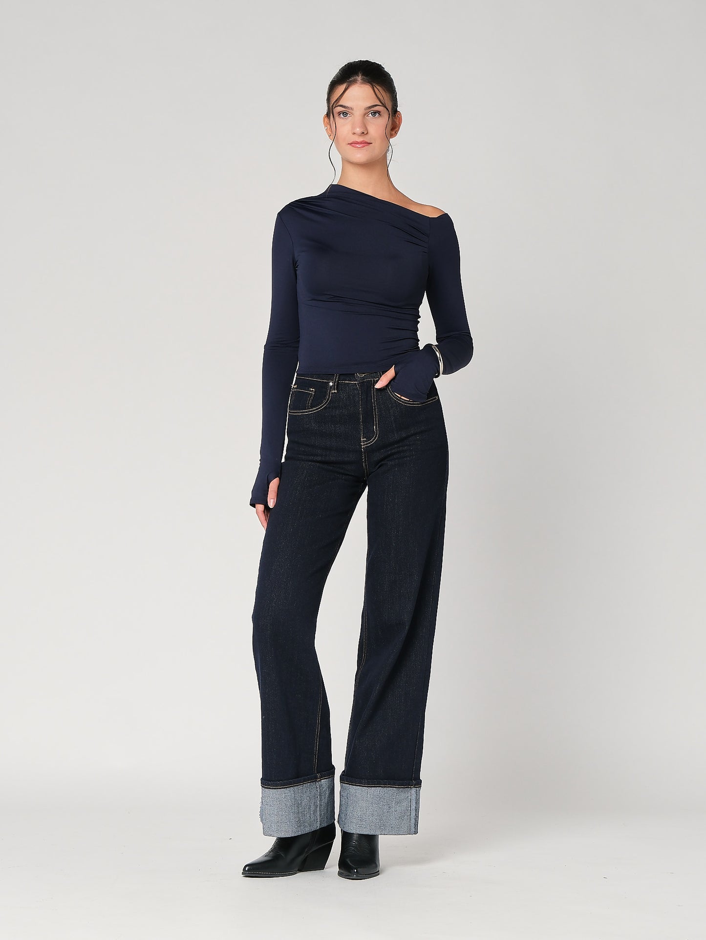 Top collo arricciato