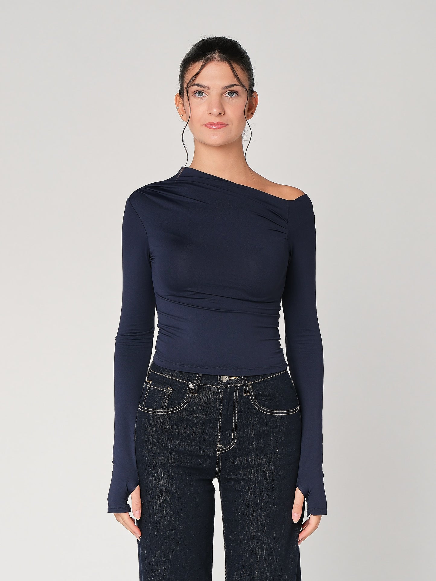 Top collo arricciato