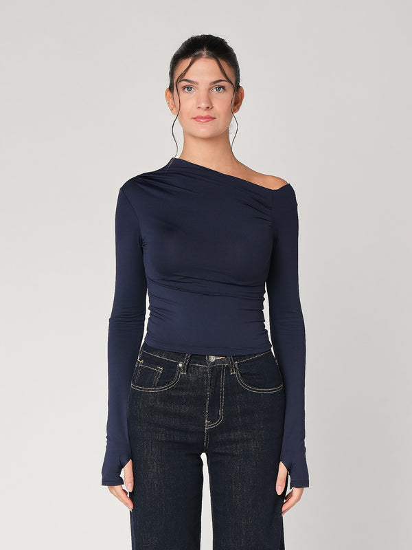 Top collo arricciato