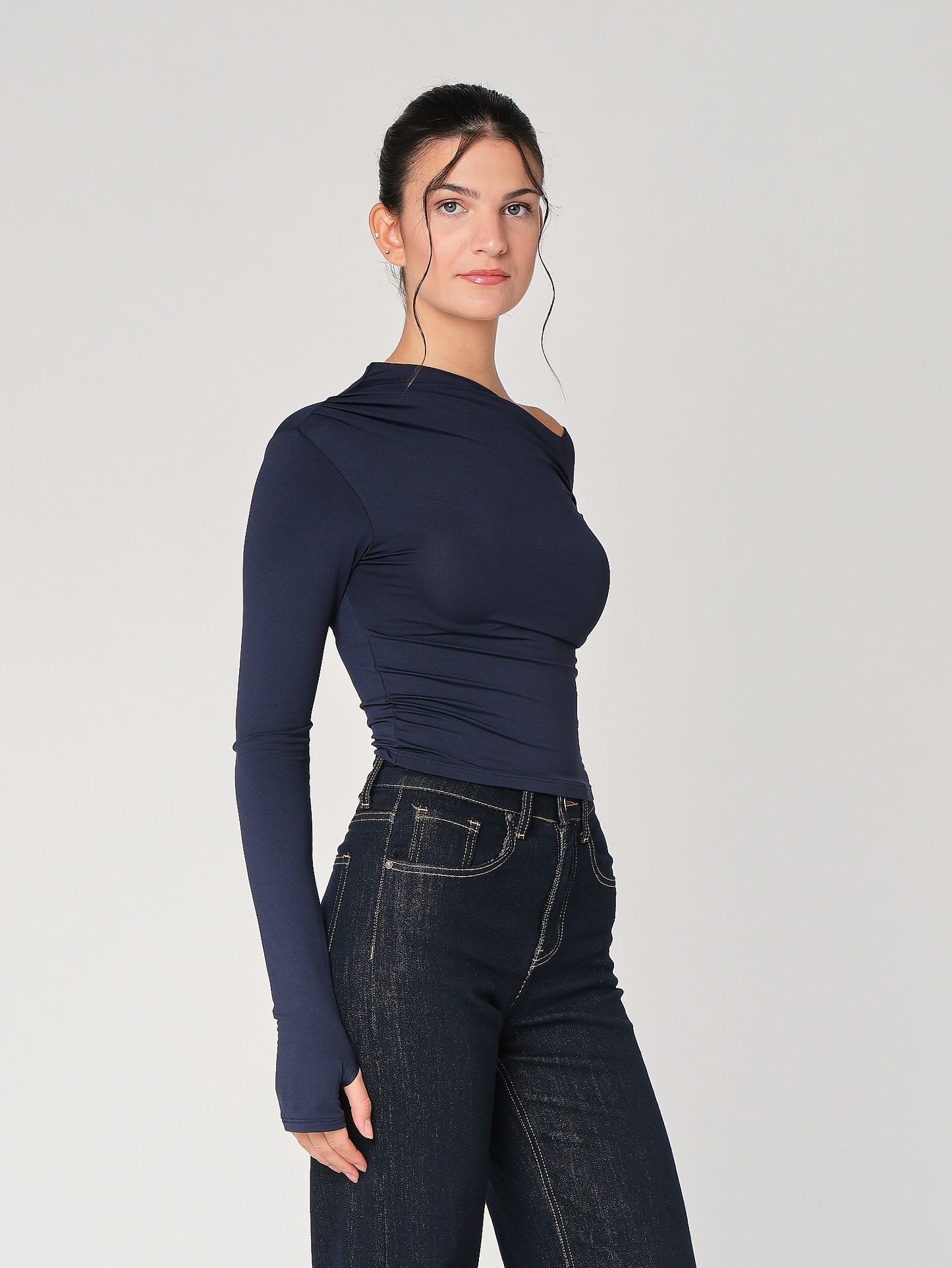 Top collo arricciato