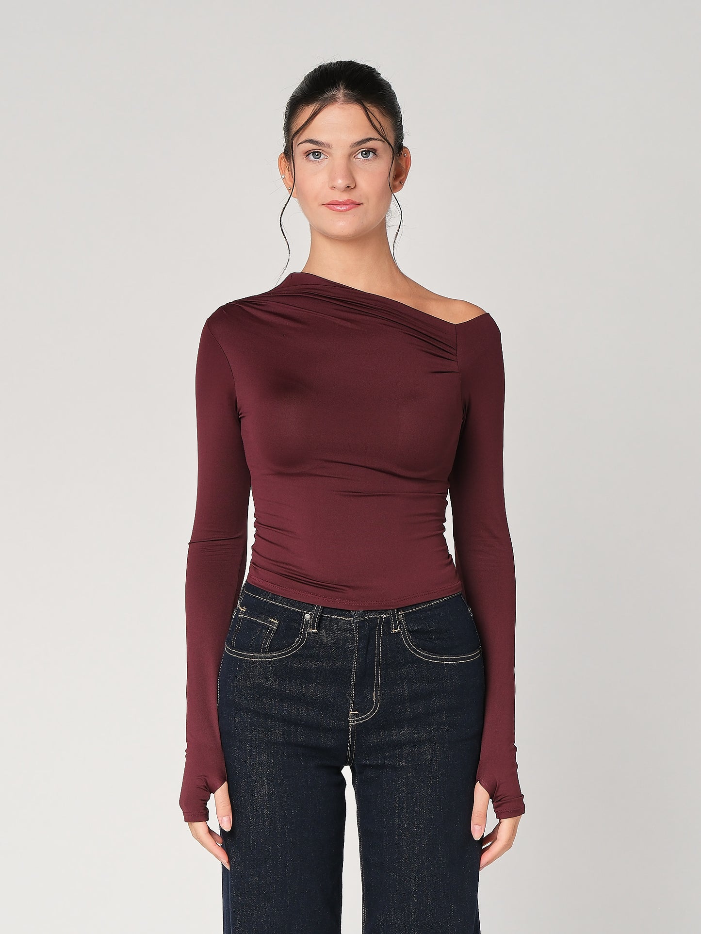 Top collo arricciato