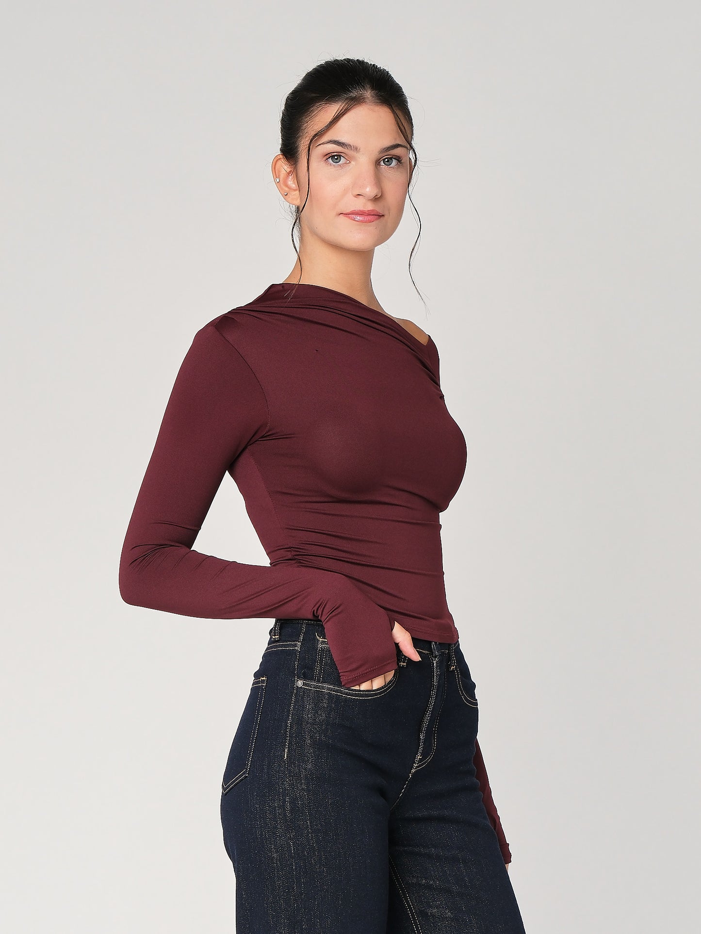 Top collo arricciato