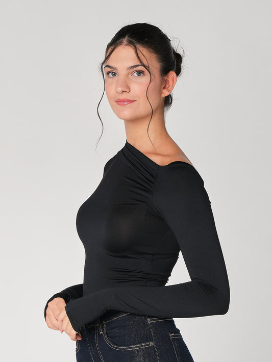 Top collo arricciato