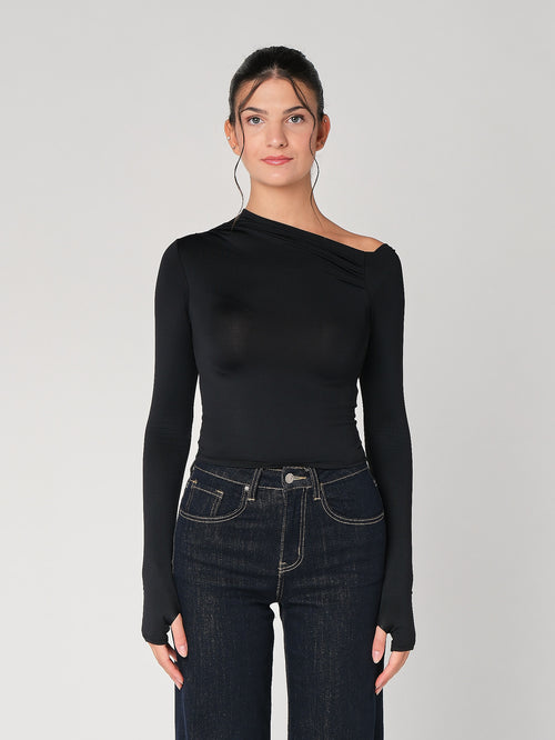 Top collo arricciato