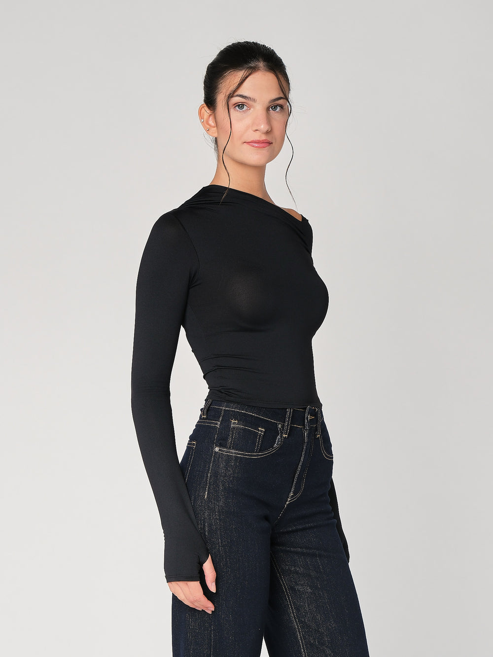 Top collo arricciato