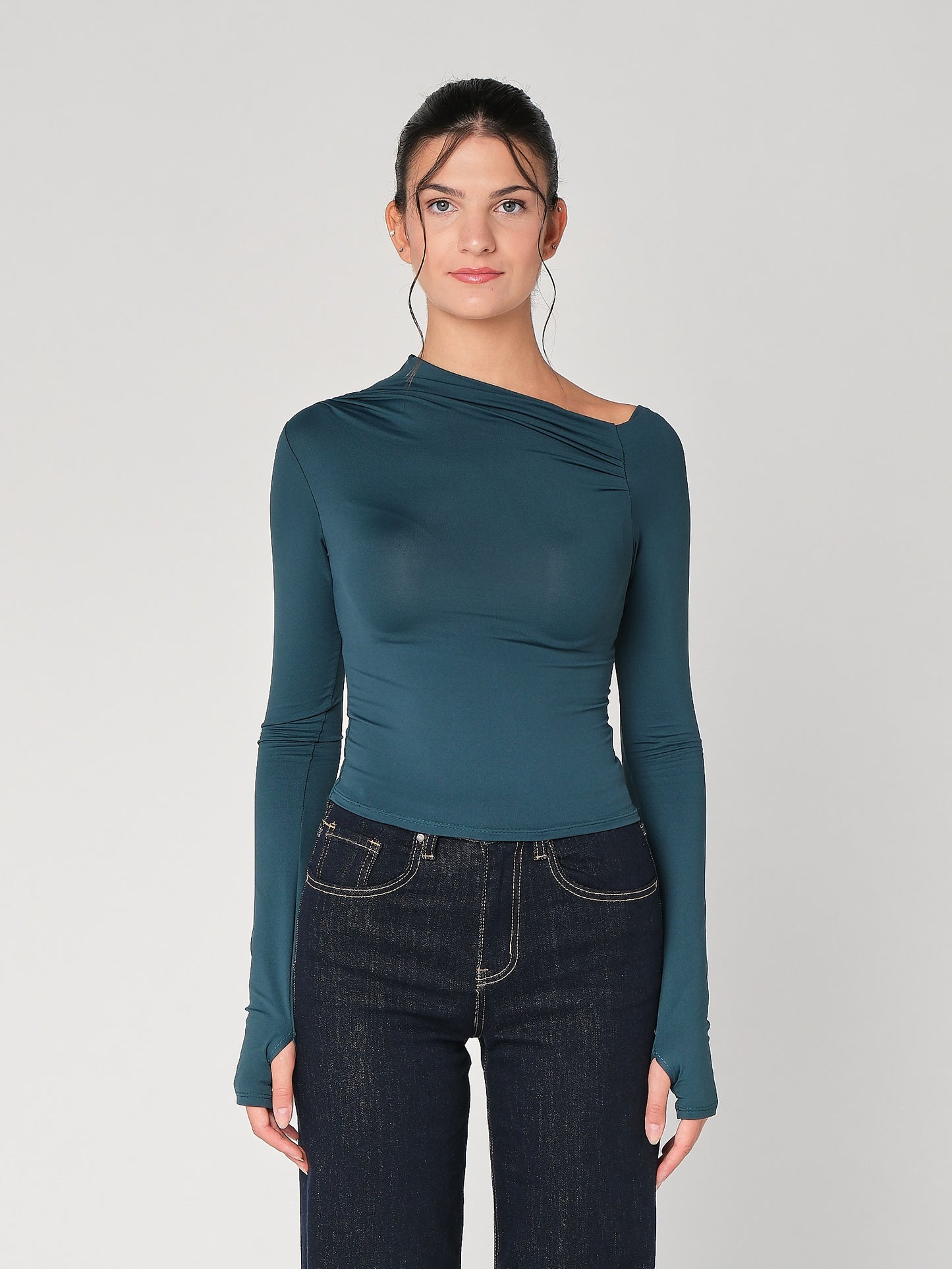 Top collo arricciato