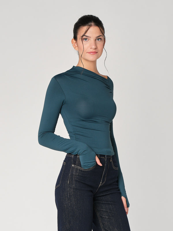 Top collo arricciato