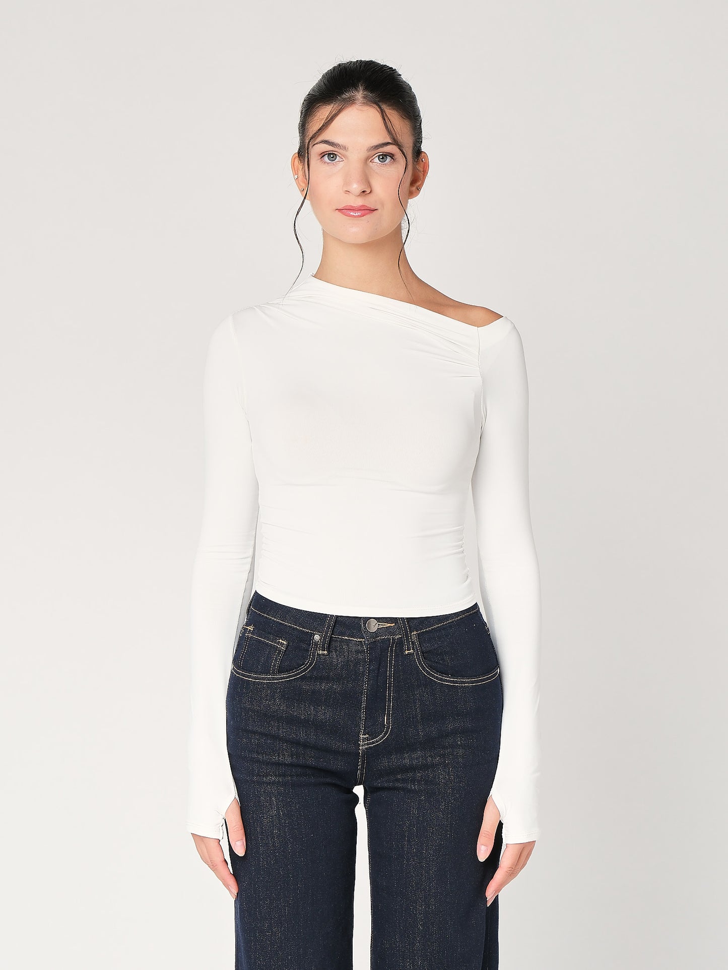 Top collo arricciato