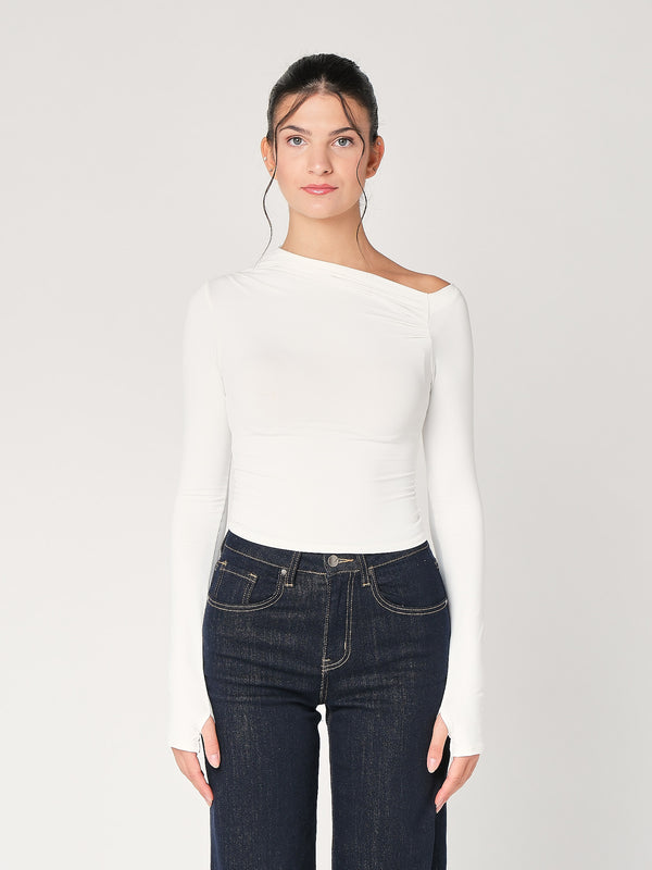 Top collo arricciato