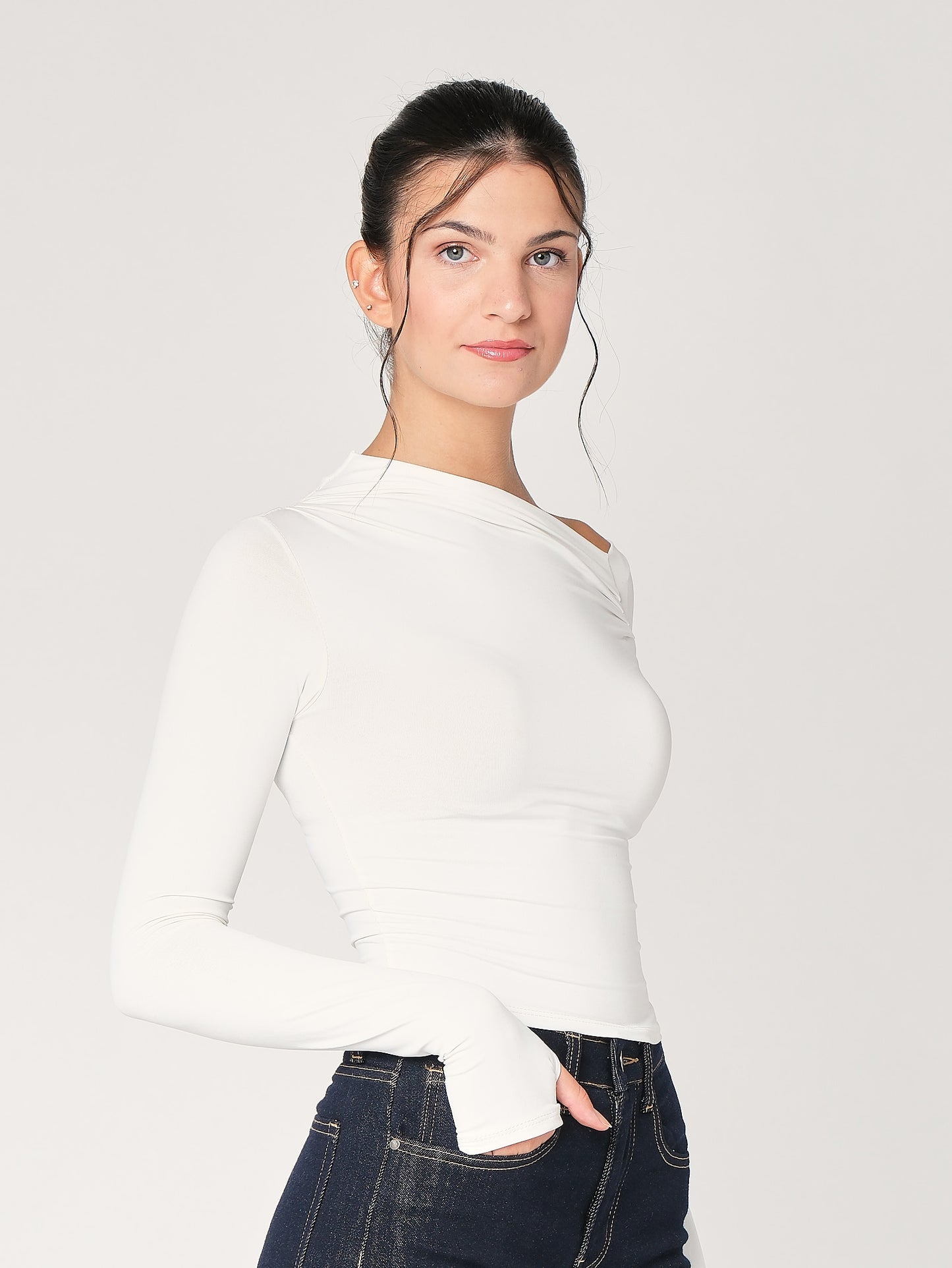 Top collo arricciato