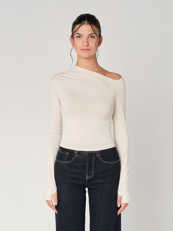 Top collo arricciato