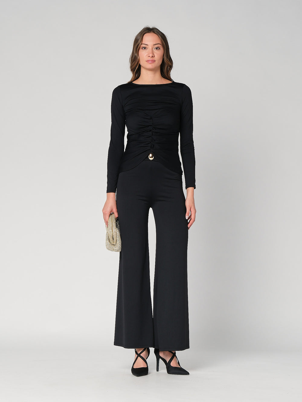 Pantalone a zampa con gioiello