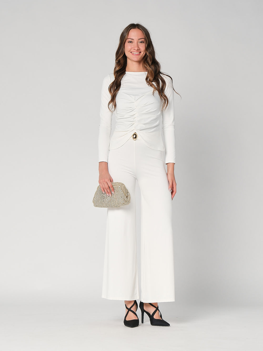 Pantalone a zampa con gioiello