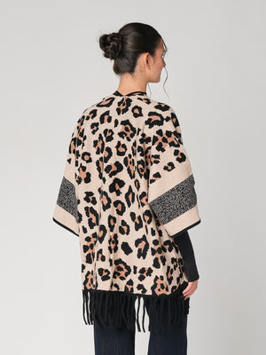 Cardigan maculato con frange
