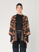 Cardigan maculato con frange