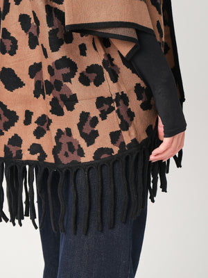 Cardigan maculato con frange