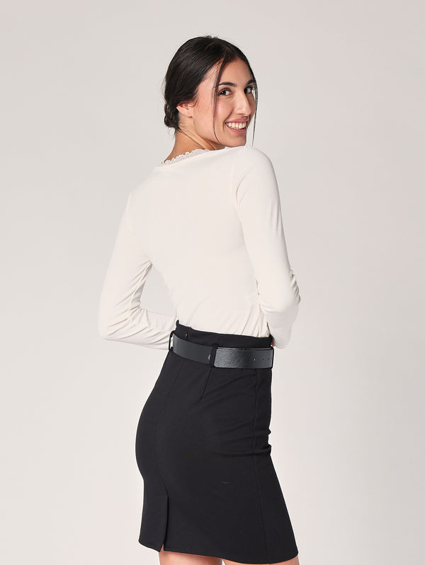 Maglia collo pizzo