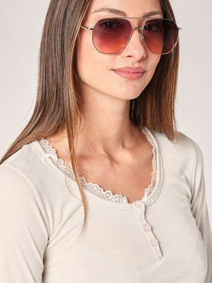 Maglia collo pizzo