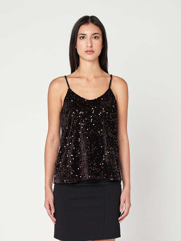 Canotta con paillettes