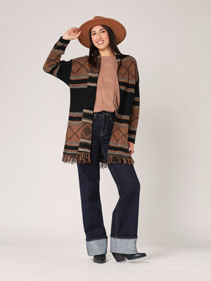 Cardigan fantasia con frange