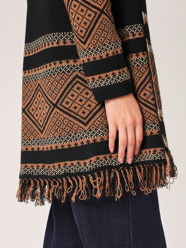 Cardigan fantasia con frange