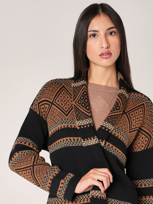 Cardigan fantasia con frange
