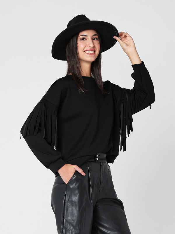 Sweatshirt mit Fransen