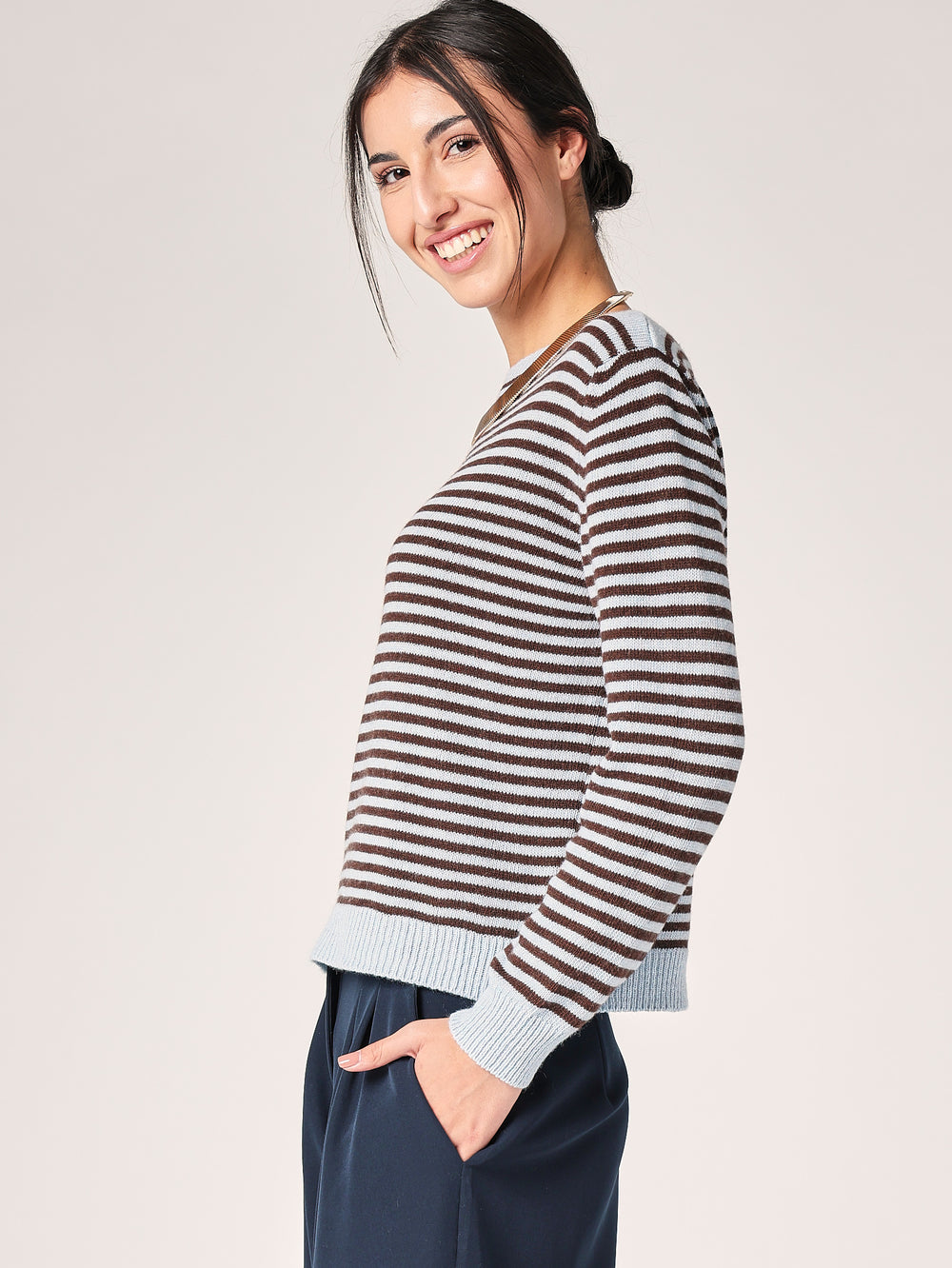 Maglia a righe in cashmere