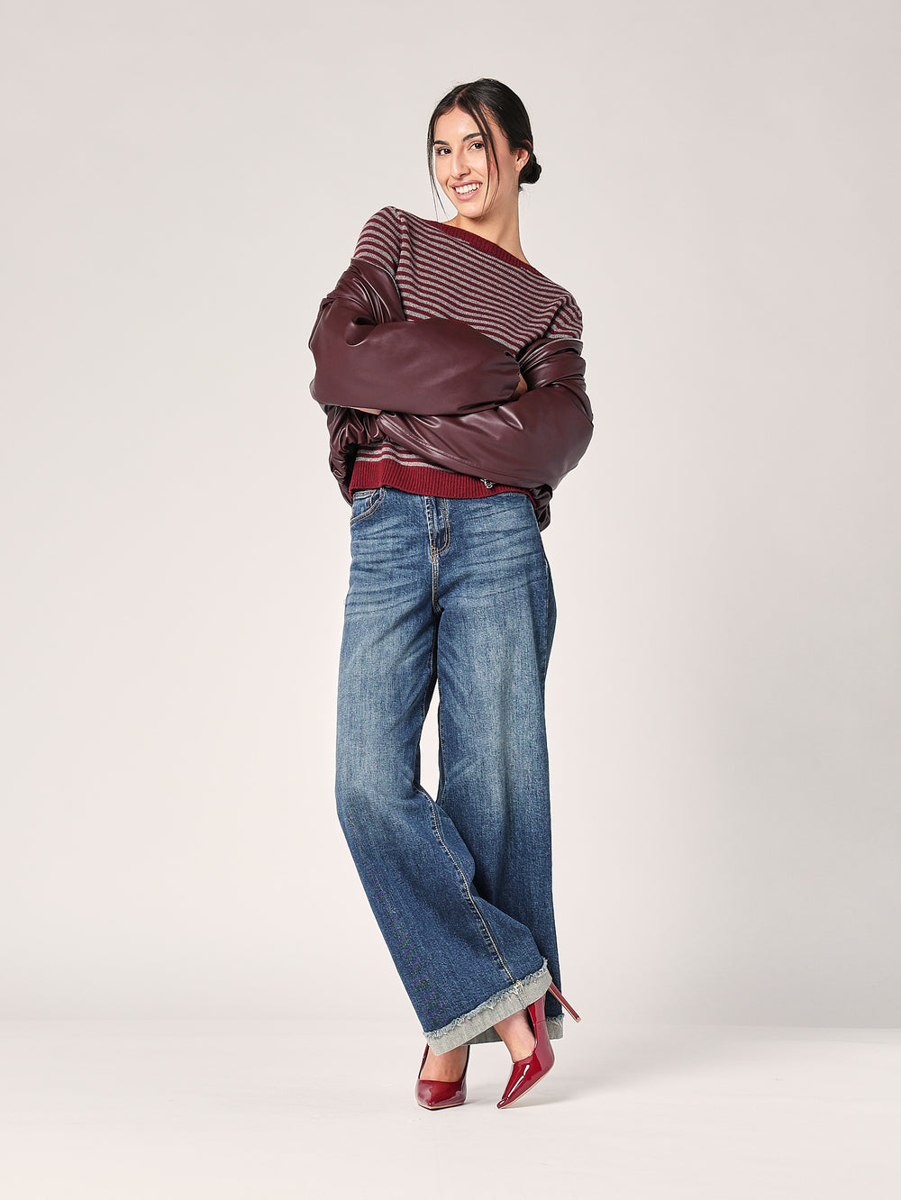 Maglia a righe in cashmere