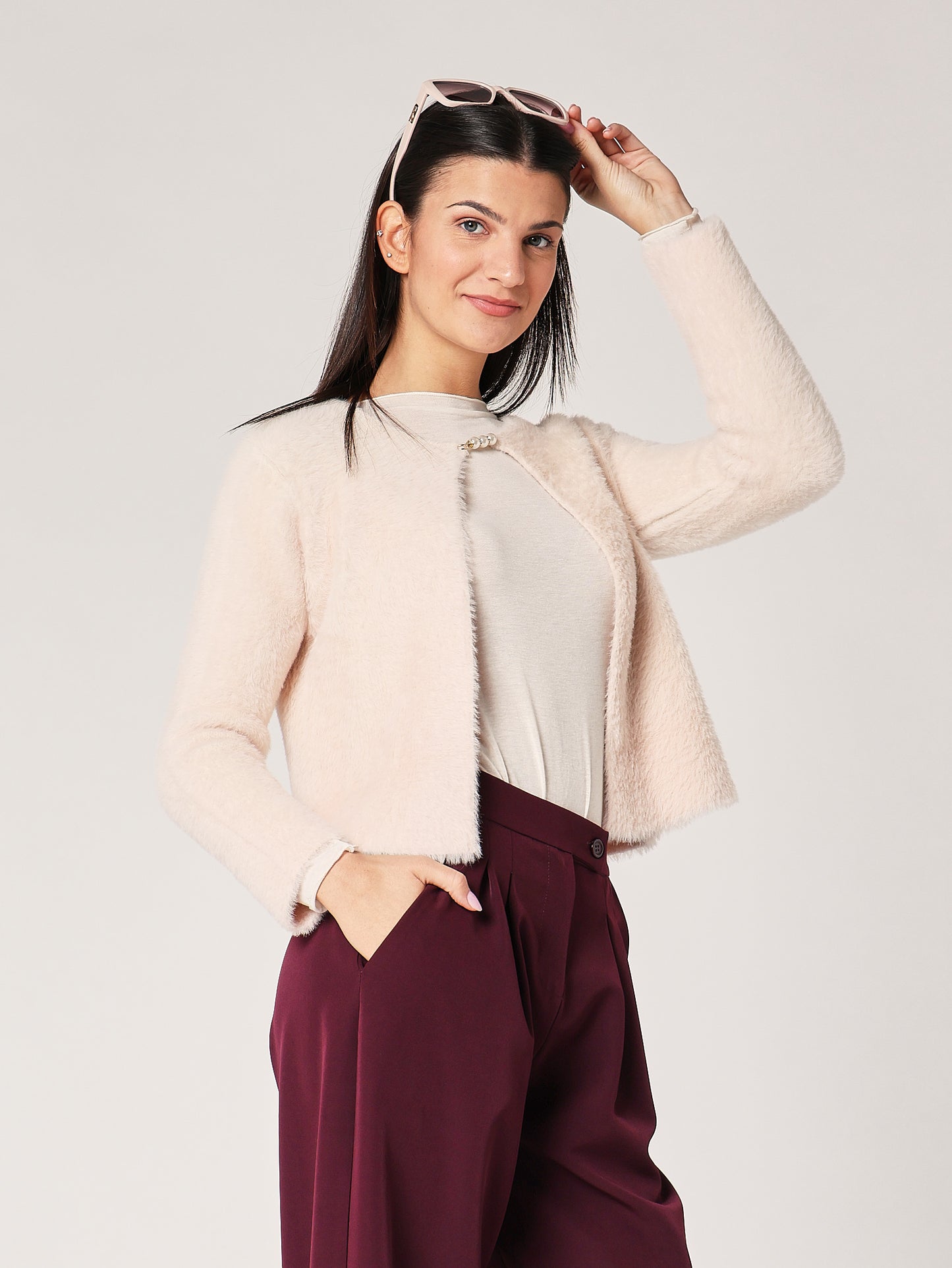 Pelzstrickjacke