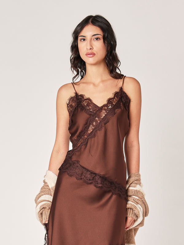 Canotta in raso con pizzo