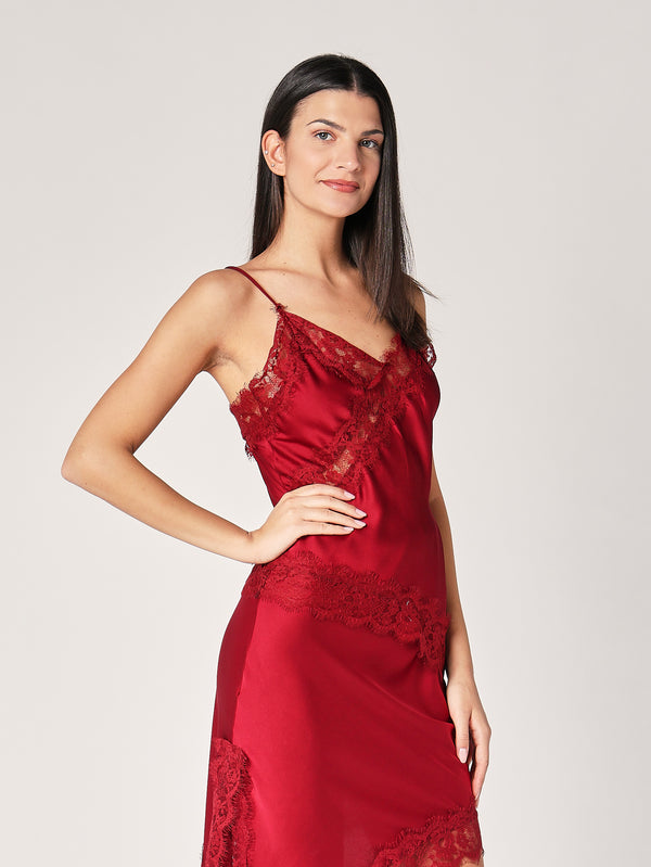 Canotta in raso con pizzo