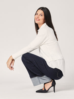 Maglia trecce con camicia