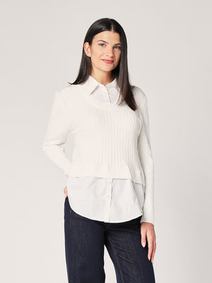 Maglia trecce con camicia