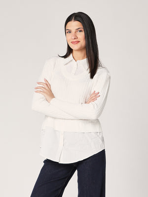 Maglia trecce con camicia